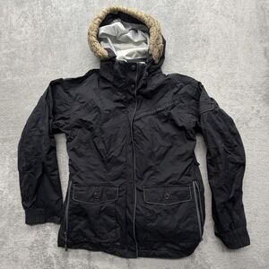 Columbia Jacket Womens Large Black Omni-Tech 3-in-1 Hooded Faux Fur Interchange
